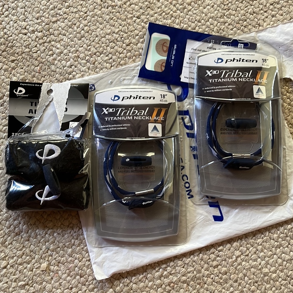 Phiten Titanium 18” Necklaces, Armbands and Titanium Power Tape Disc